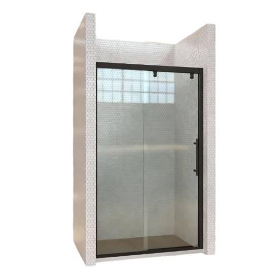 Picture of Art Laminated Glass Sliding Shower Screen, Nano Self-Cleaning, Stainless Steel, Custom Sizes