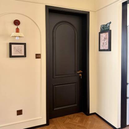 Picture of Black Silent Lacquered Interior Door Set, Solid Timber Bedroom Door, Installation Available