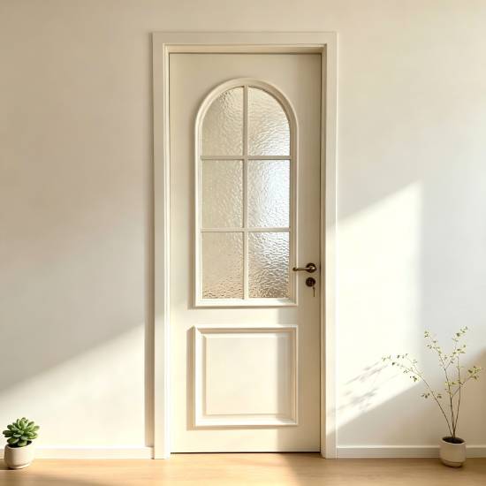 Picture of Composite Lacquered Solid Wood Interior Door, French Cream Vintage Style Bedroom Door