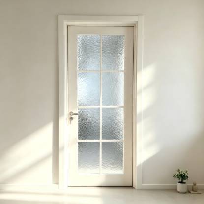 Picture of Composite Lacquered Solid Wood Interior Door, French Cream Style with Glass, Bedroom Door
