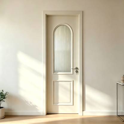 Picture of French Cream Style Lacquered Solid Wood Composite Interior Door with Glass Panel