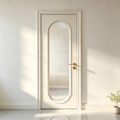 Vintage French Cream Style Lacquered Solid Wood Composite Bedroom Door