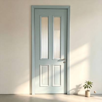 Picture of Multi-Layer Lacquered Solid Wood Interior Door, French Cream Vintage Style Bedroom Door