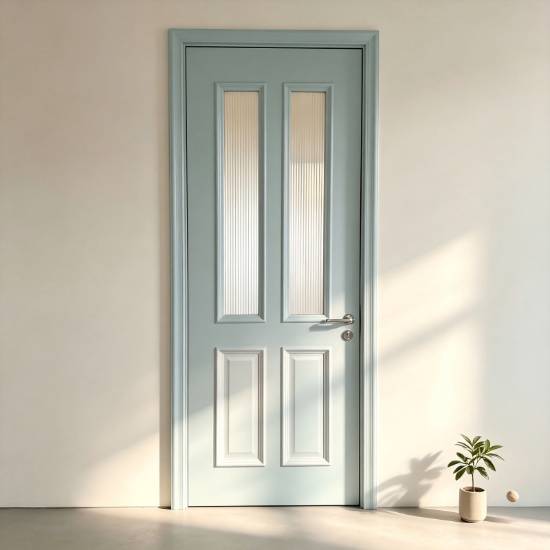 Picture of Multi-Layer Lacquered Solid Wood Interior Door, French Cream Vintage Style Bedroom Door