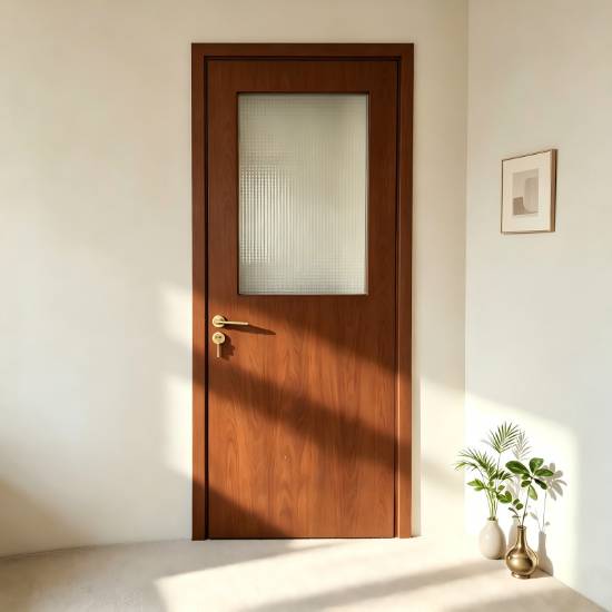 Picture of Solid Wood Lacquered Interior Door Set, Swing Door, Luxury Chinese Style with Glass