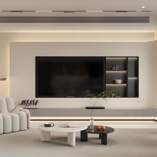 Picture of Seamless Stainless Steel Wall Niche for Living Room TV Feature Wall, Recessed Metal Shelving Frame