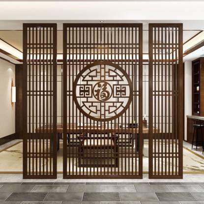 Picture of Wrought Iron Room Divider Screen, New Chinese Style Grille for Living Room, Dining Room and Entryway