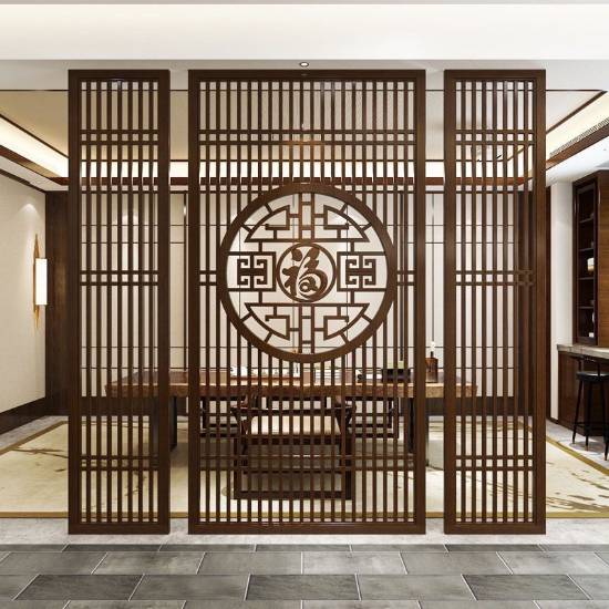 Picture of Wrought Iron Room Divider Screen, New Chinese Style Grille for Living Room, Dining Room and Entryway