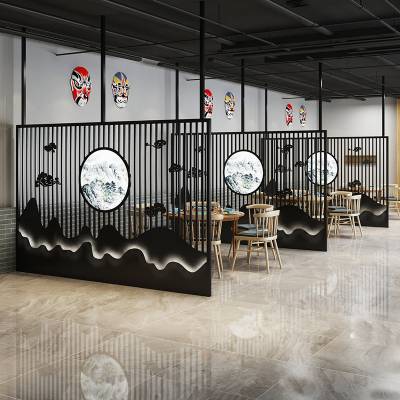 Custom Laser-Cut Stainless Steel Screen Partition for Restaurant Booths