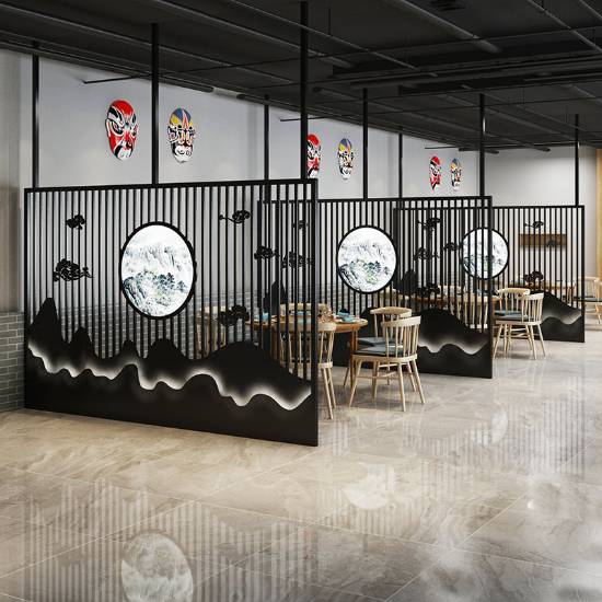 Picture of Custom Laser-Cut Stainless Steel Screen Partition for Restaurant Booths