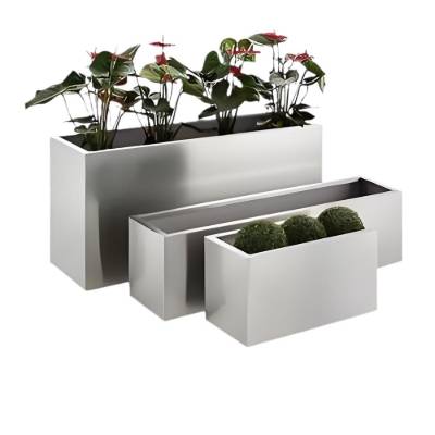 Outdoor Stainless Steel Rectangular Planter Box, Divider for Commercial Streets and Plazas