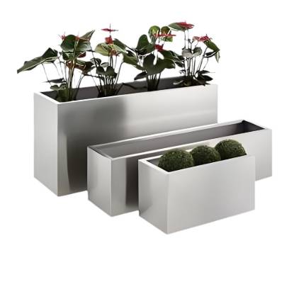 Picture of Outdoor Stainless Steel Rectangular Planter Box, Divider for Commercial Streets and Plazas