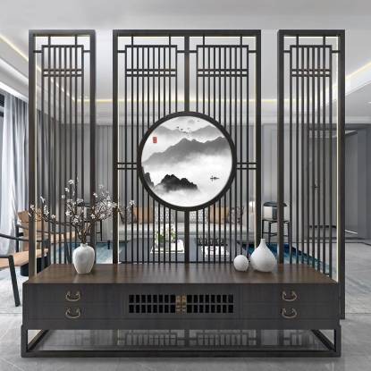 Picture of New Chinese Style Stainless Steel Screen, Metal Decorative Hollow Entryway Divider