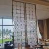 Picture of Reeded Glass Partition Screen with Stainless Steel and Iron Frame, Modern Entry Divider