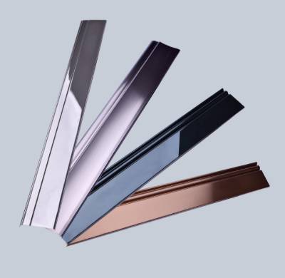 Stainless Steel Grooved U-Shape Metal Trim for Ceiling and Skirting, Folded Edge