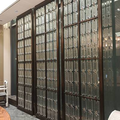 Stainless Steel Entry Screen, Oriental Style Glass Partition for Hotel, Clubhouse and Villa