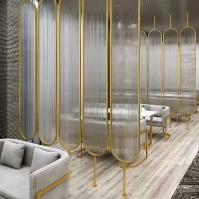 Stainless Steel and Art Glass Crystal Screen Partition for Home Renovation