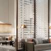 Picture of Stainless Steel Crystal Glass Screen with Carved Pattern, Living Room Divider, 201 Grade