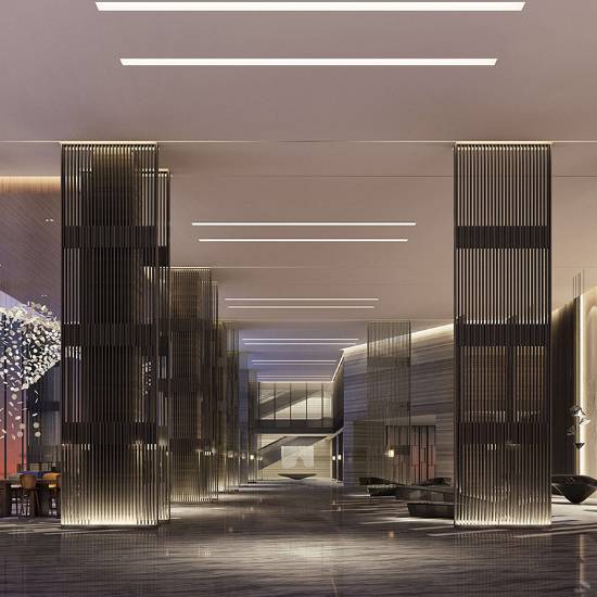 Picture of Custom Carved Laser-Cut Stainless Steel Screen, Metal Partition for Villa Entry