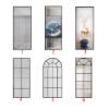 Picture of French Cream Style Retro Art Glass Screen with Stainless Steel Partition