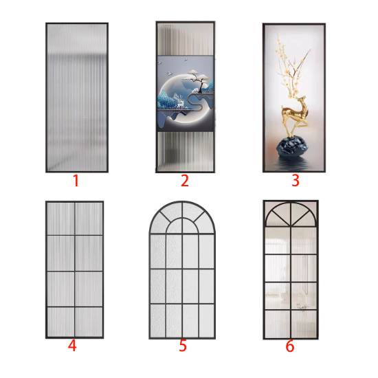 Picture of French Cream Style Retro Art Glass Screen with Stainless Steel Partition