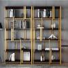 Picture of Modern Gold Stainless Steel Floor Bookshelf and Display Cabinet with Solid Wood Shelves