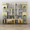 Picture of Modern Gold Stainless Steel Floor Bookshelf and Display Cabinet with Solid Wood Shelves