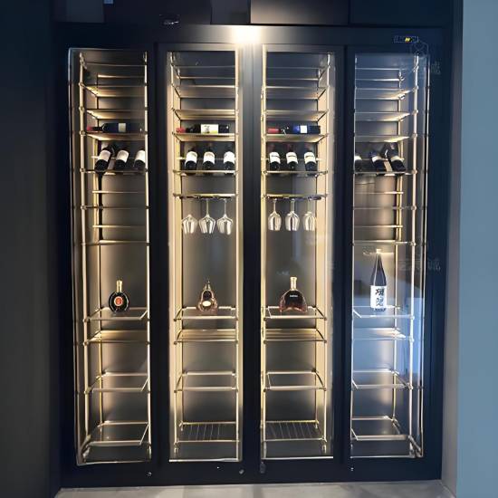 Picture of 304 Stainless Steel Wine and Cigar Cabinet, Climate Controlled, Glass Display, Wine Rack