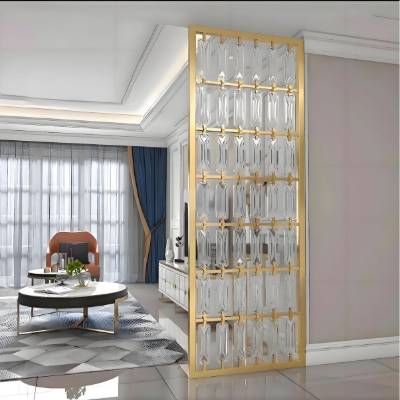 304 Stainless Steel Crystal Glass Screen, Ultra-Clear Glass Block Partition