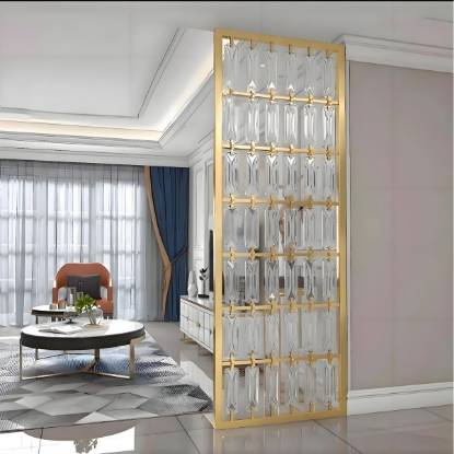 Picture of 304 Stainless Steel Crystal Glass Screen, Ultra-Clear Glass Block Partition