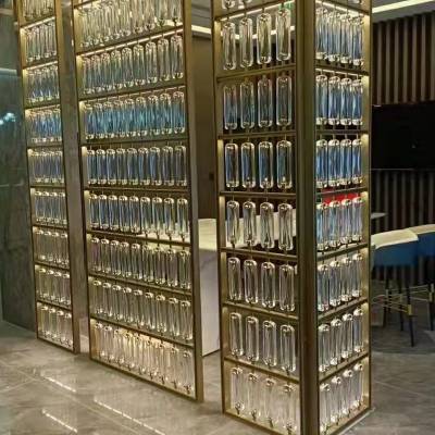 Stainless Steel Frosted Crystal Glass Screen Partition for Hotel and Villa