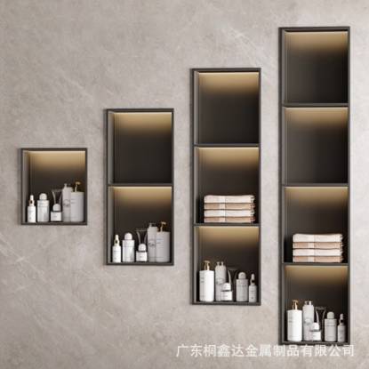 Picture of 304 Stainless Steel TV Niche Display Cabinet, Matte Black Seamless Metal Storage