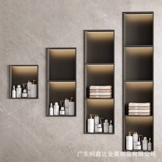 Picture of 304 Stainless Steel TV Niche Display Cabinet, Matte Black Seamless Metal Storage