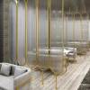 Picture of Stainless Steel Crystal Glass Screen, Rose Gold Laser-Cut Metal Partition