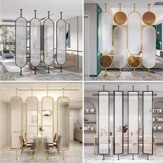 Picture of Glass Screen Room Divider for Dining, Living Room and Entry, Luxury Decorative Partition