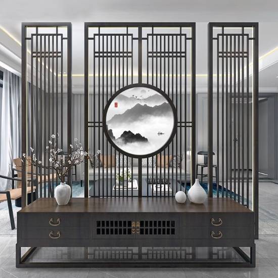 Picture of Custom Modern Luxury Stainless Steel Laser-Cut Lattice Screen, Oriental Rockery Partition