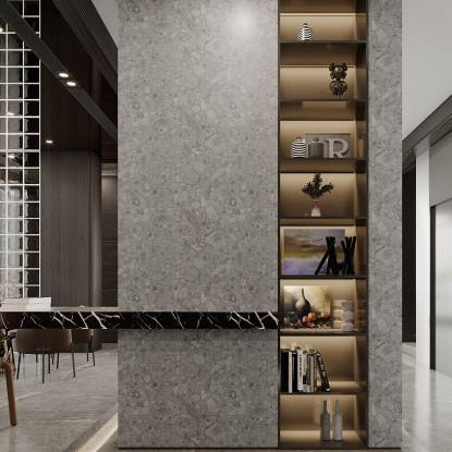 Picture of Modern Minimalist Stainless Steel Wall Niche Shelf for Offices and Living Rooms