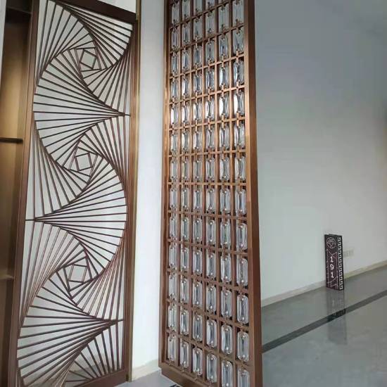 Picture of Modern Reeded Glass Screen Partition with Stainless Steel Frame for Entryways and Living Rooms