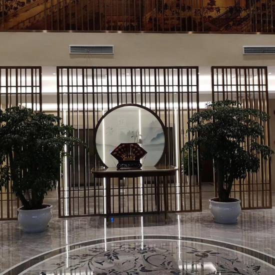 Picture of Customisable Minimalist Mirror Finish Stainless Steel Cut-Out Screen Partition for Hotels