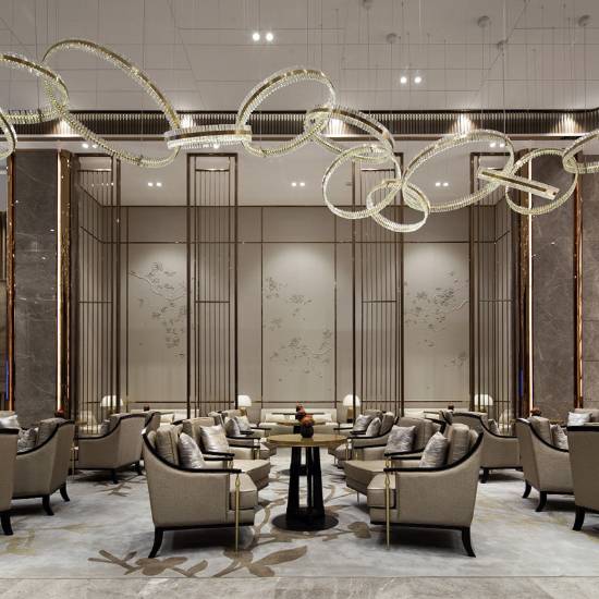 Picture of Luxury Carved Stainless Steel Screen Partition, Brushed Titanium Gold, Hotel and Entry