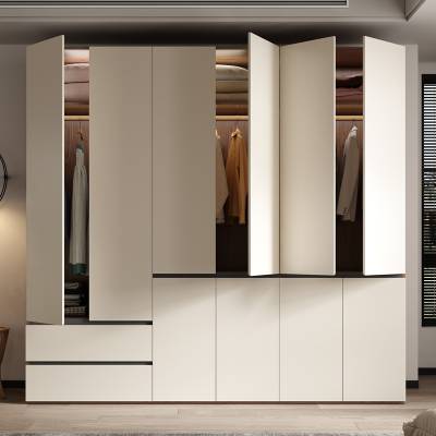 Stainless Steel Nordic Style Wardrobe, Full Steel Panel, Handleless, Bedroom