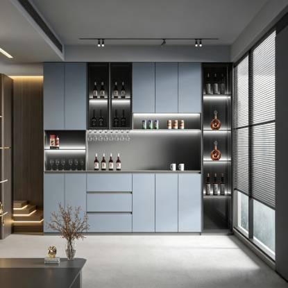 Picture of Customisable Minimalist Stainless Steel Sideboard and Wine Cabinet with Lighting