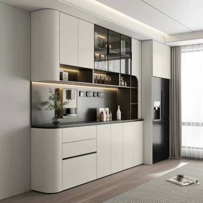 Stainless Steel Sideboard and Wine Cabinet, Luxury Glass Display Storage Cabinet