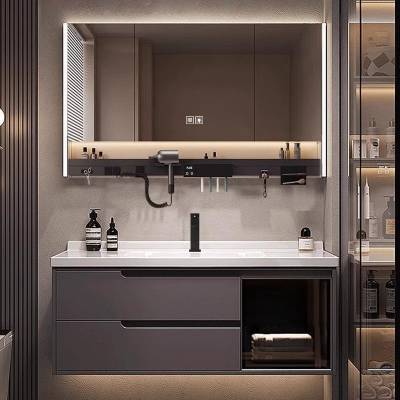 Customisable Stainless Steel Bathroom Vanity with Mirror Cabinet and Integrated Ceramic Basin