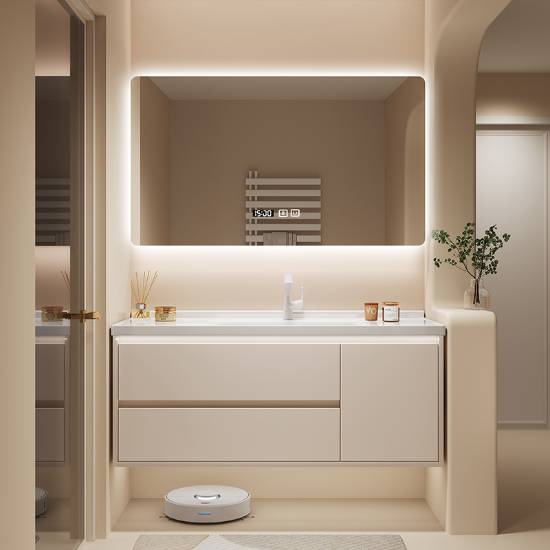 Picture of Customisable Stainless Steel Vanity with Integrated Ceramic Basin and Smart Mirror Cabinet Combo