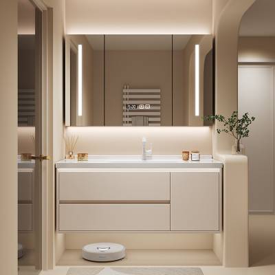 Customisable Stainless Steel Vanity with Integrated Ceramic Basin and Smart Mirror Cabinet Combo
