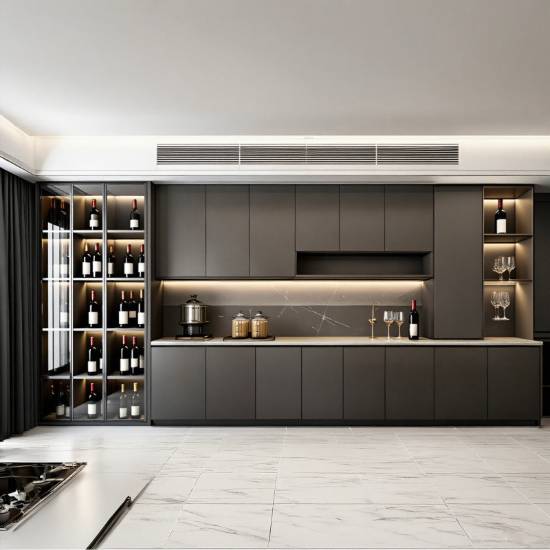 Picture of Custom Stainless Steel Whole Kitchen Cabinet Set with Cooktop Unit for Home