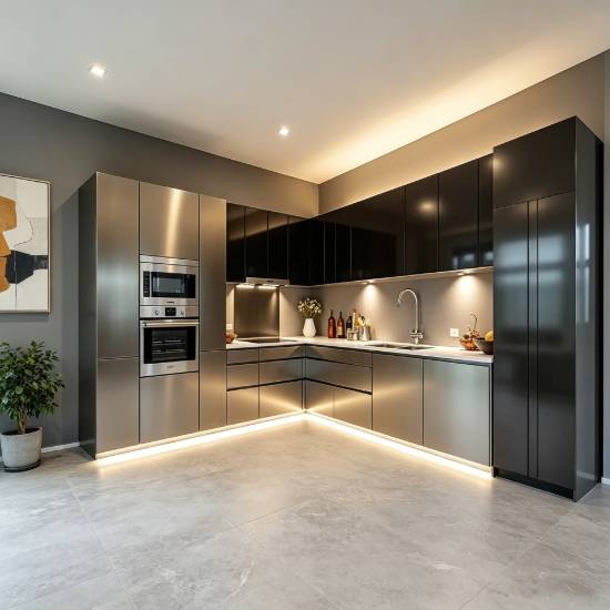 Picture of Minimalist Italian Style Stainless Steel Kitchen Cabinets, Modern Whole Kitchen