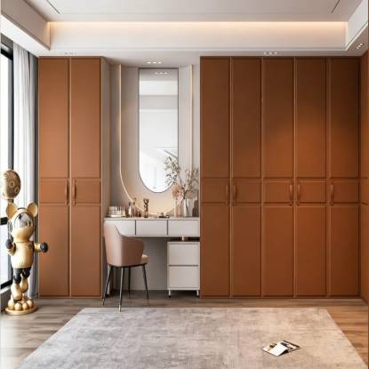 Picture of Customisable Stainless Steel Bedroom Wardrobe with Dressing Table and Bookcase, Full-Wall Storage Unit