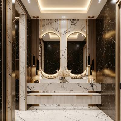 Premium Wall Hung Stainless Steel Vanity with Mirror Cabinet, Modern Luxury Style